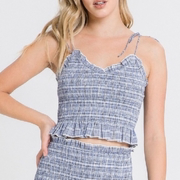 Nordstrom After Market Smocked Crop Top. - Picture 1 of 3